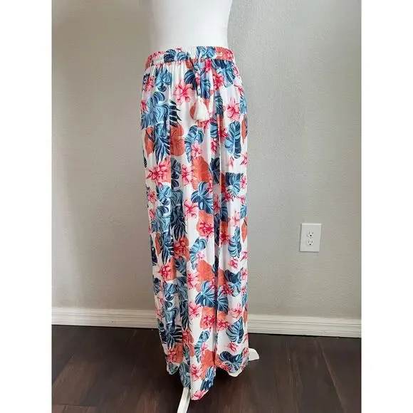 New Roxy She Cares Floral Maxi Skirt Women's S Tropical Beach Swim Hawaiian - Picture 2 of 11